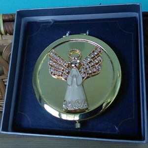 Cloisonne & Gem Angel 3" Diameter Compact Mirror